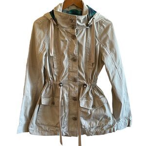 Aeropostale ~ Women’s ivory parka with turquoise plaid lining ~ size M